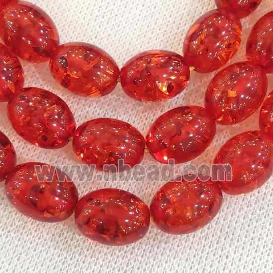 red synthetic Amber barrel Beads