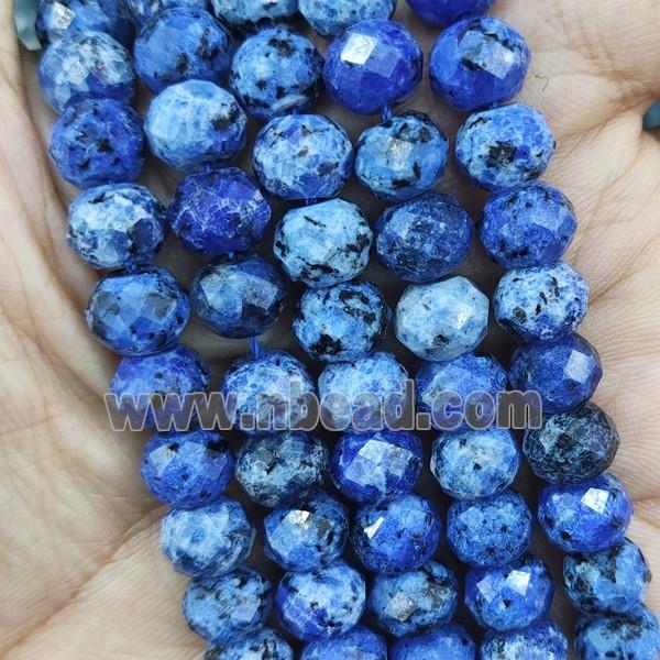 Natural Kiwi Jasper Beads Faceted Rondelle Blue Treated