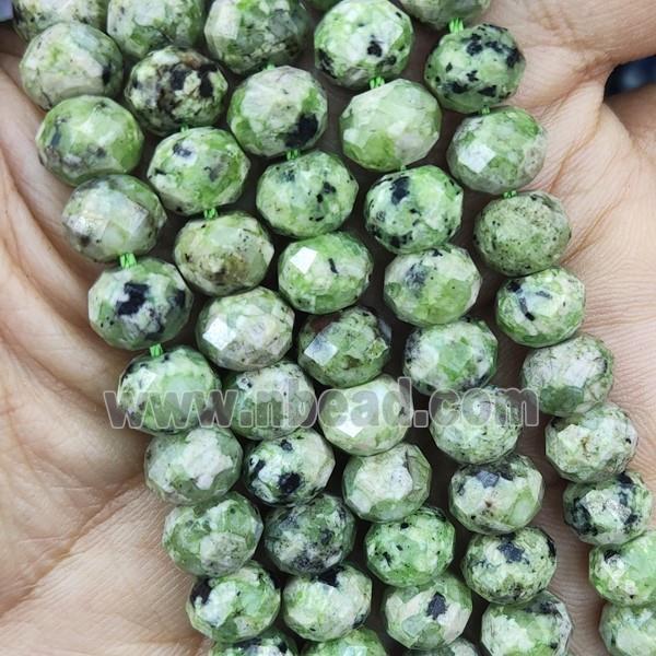 Natural Kiwi Jasper Beads Faceted Rondelle Green Treated