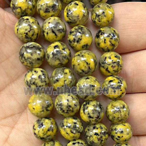 round Marble Beads, yellow dye