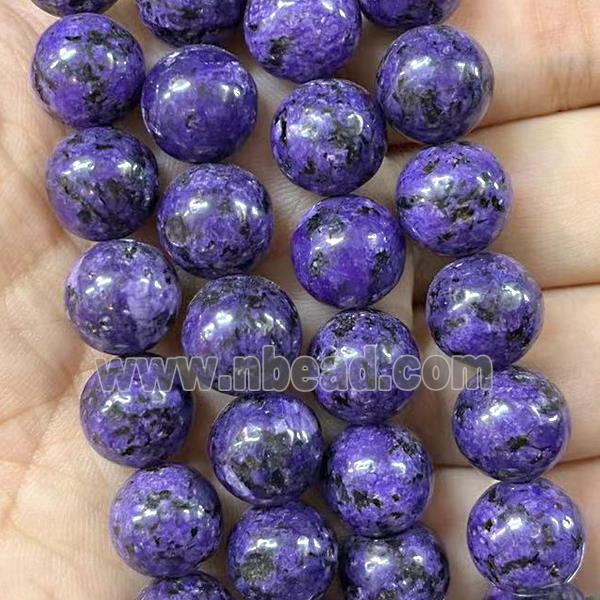 round Marble Beads, purple dye
