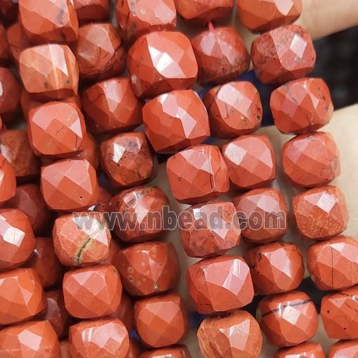 Red Jasper cube beads, faceted