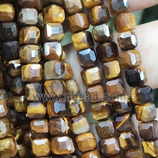 yellow Tiger Eye Stone Beads, faceted cube