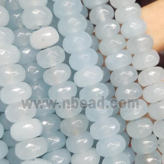 lt.blue Jade beads, faceted rondelle