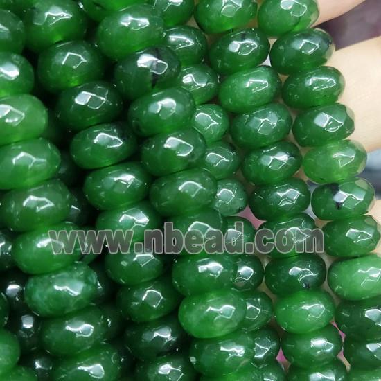 green Jade beads, faceted rondelle
