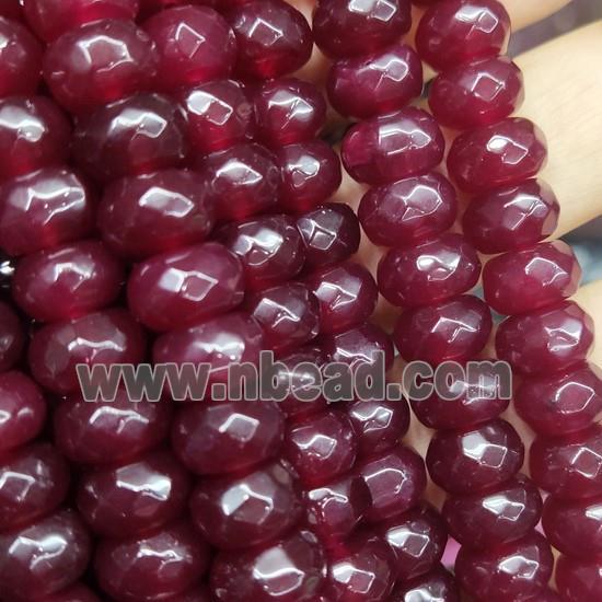 ruby Jade beads, faceted rondelle