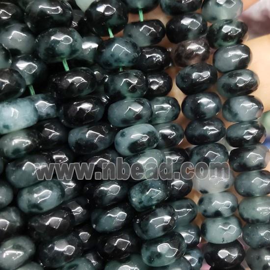 Jade beads, faceted rondelle