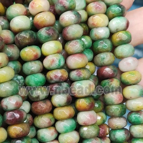 multicolor Jade beads, faceted rondelle