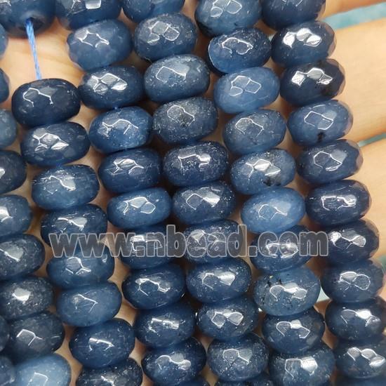inkblue Jade beads, faceted rondelle