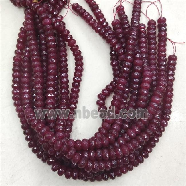 ruby Jade beads, faceted rondelle
