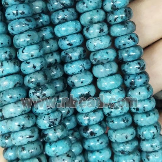 blue Jade rondelle spotted beads