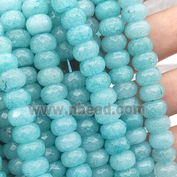 aqua Jade Beads, faceted rondelle