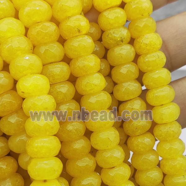 yellow Jade Beads, faceted rondelle
