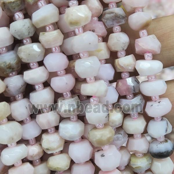 Pink Opal Beads, faceted rondelle