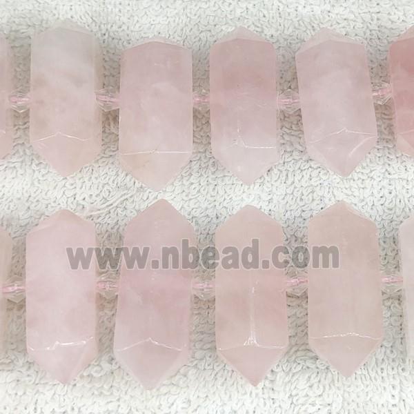 Rose Quartz bullet beads, pink