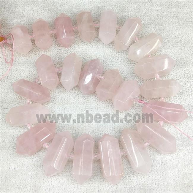 Rose Quartz bullet beads, pink