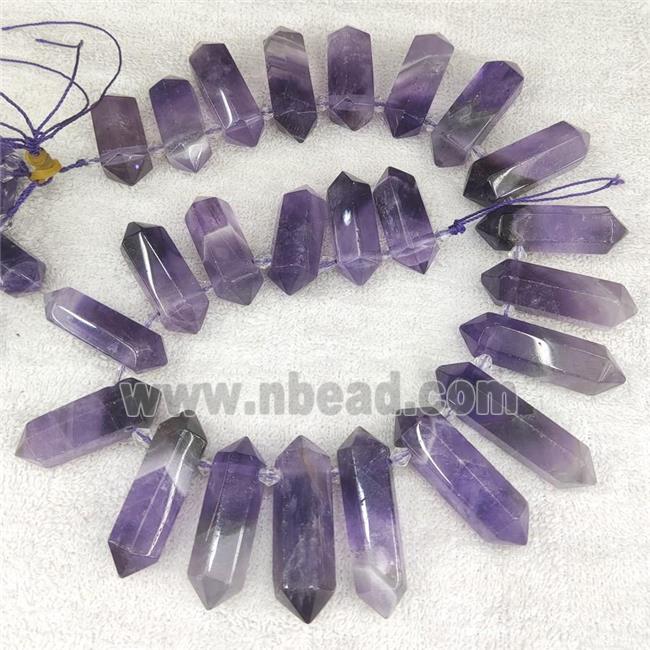 purple Amethyst bullet beads, top-drilled