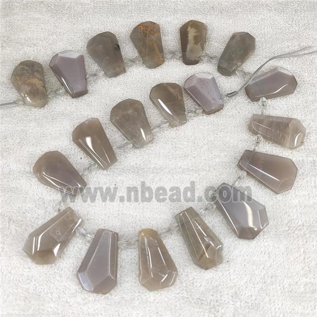 gray Moonstone teardrop beads, top-drilled