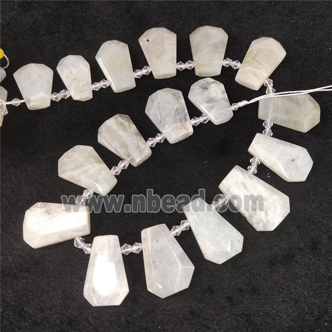 white Moonstone teardrop beads, top-drilled