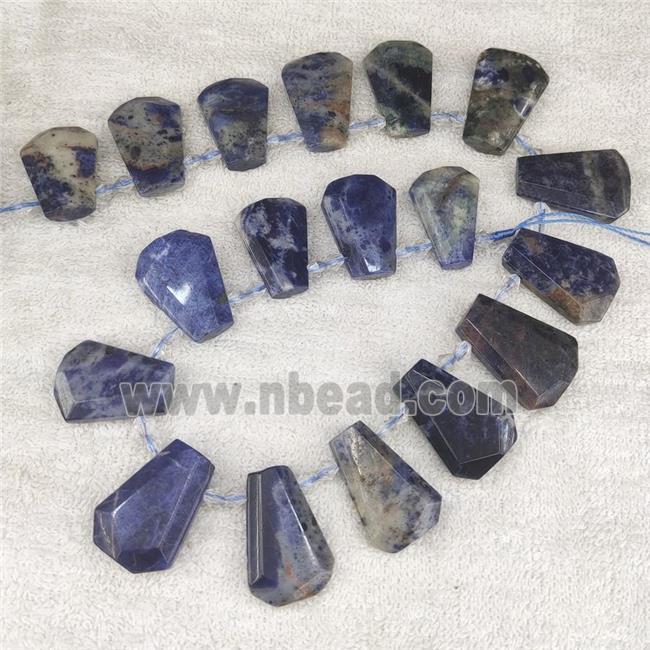 blue Sodalite teardrop beads, top-drilled