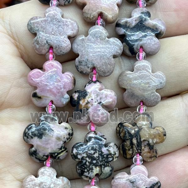 Rhodonite flower beads, pink