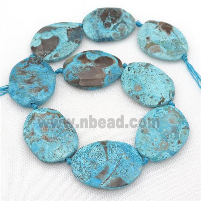 blue Ocean Jasper slice Beads, freeform, faceted