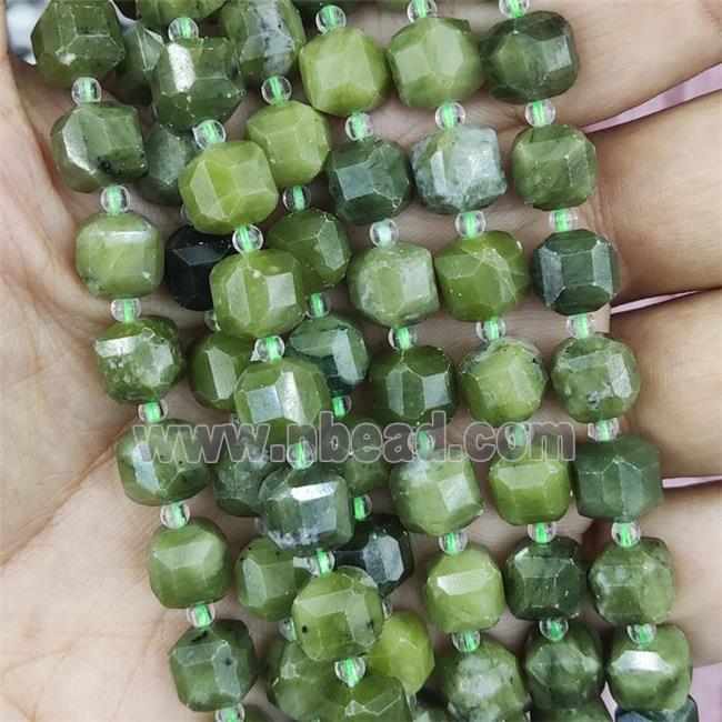 Green Canadian Chrysoprase Beads Nephrite Jade Faceted Cube