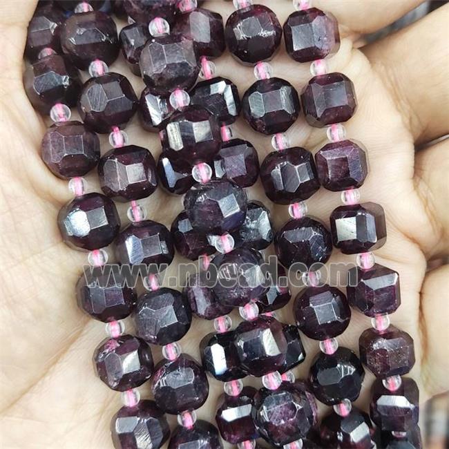 Garnet Beads, faceted cube
