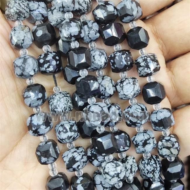 black Snowflake Jasper Beads, faceted cube