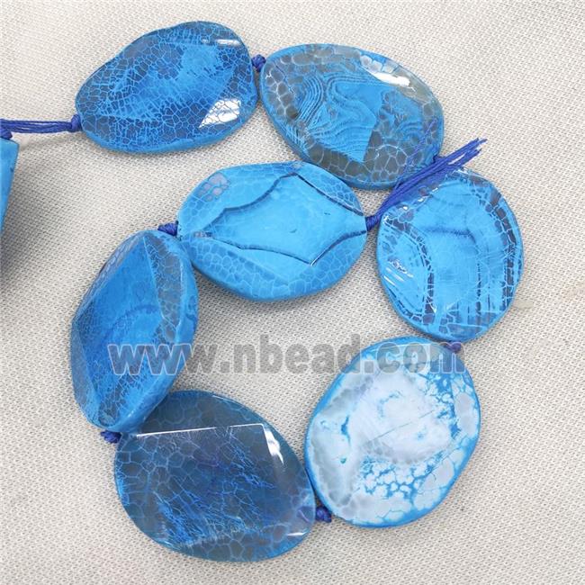 blue Veins Agate slice beads, faceted