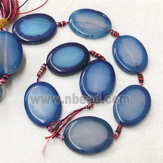 natural Agate Oval Beads, blue dye