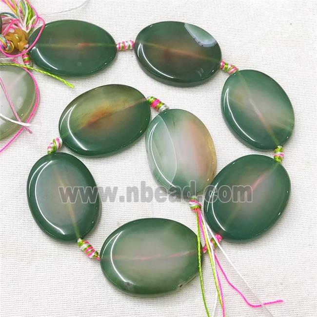 natural Agate Oval Beads, green dye
