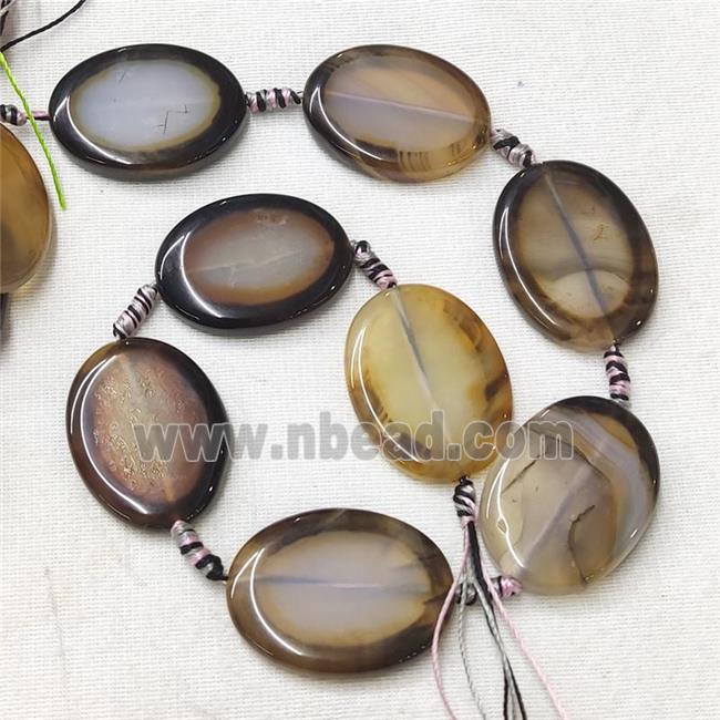 natural Agate Oval Beads, coffee dye