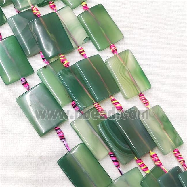 natural Agate Rectangle Beads, green dye