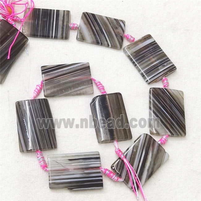 natural Agate Rectangle Beads, black