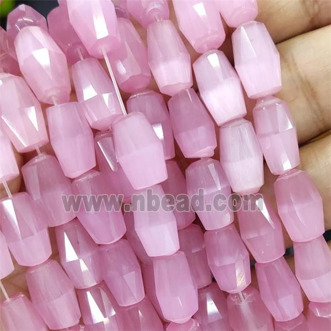 pink Cat eye stone barrle beads, faceted