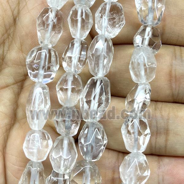 clear quartz beads, faceted freeform
