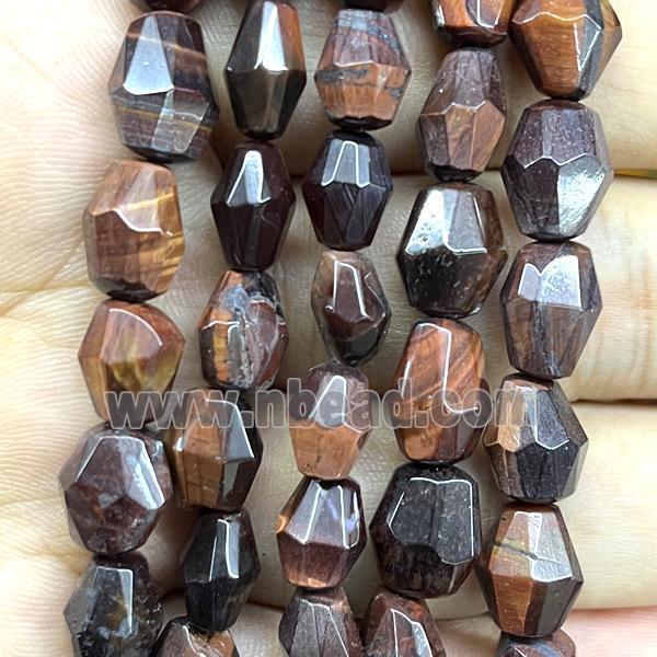 red tiger eye stone beads, faceted freeform