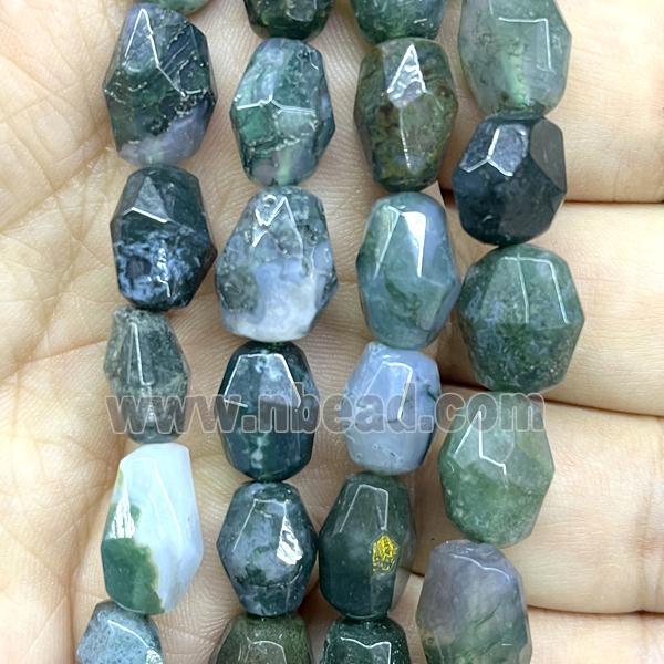 green moss agate beads, faceted freeform