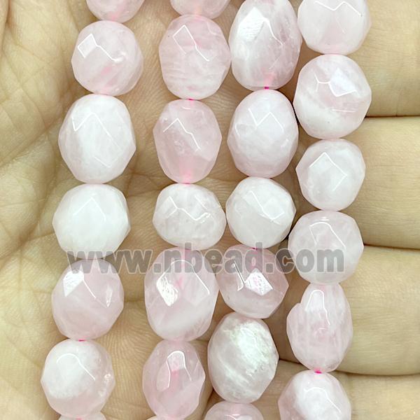 Rose Quartz Beads, faceted freeform