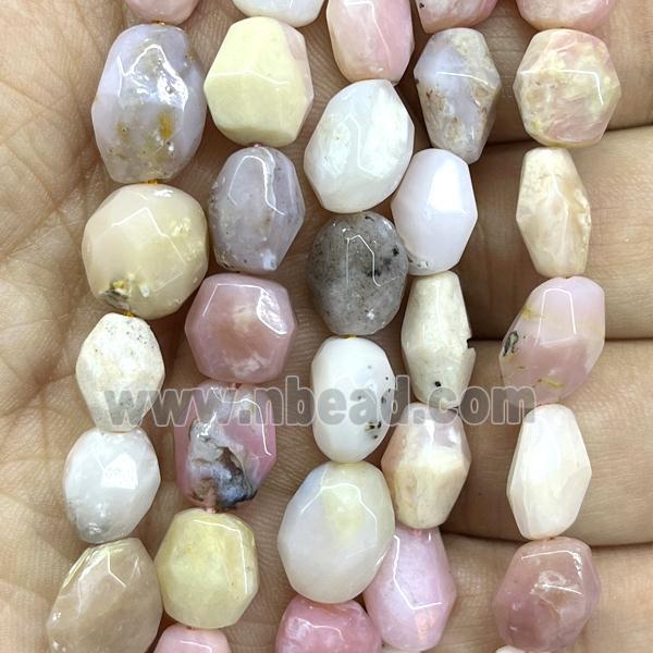 pink Opal beads, faceted freeform