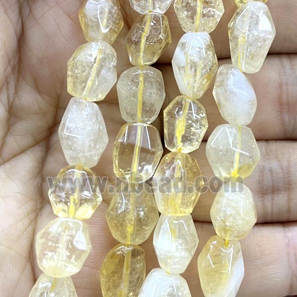 yellow Citrine beads, faceted freeform