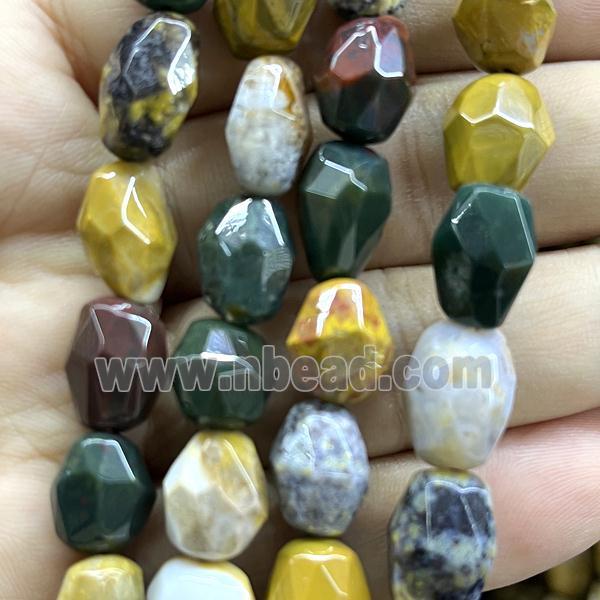 Ocean Agate beads, multicolor, faceted freeform