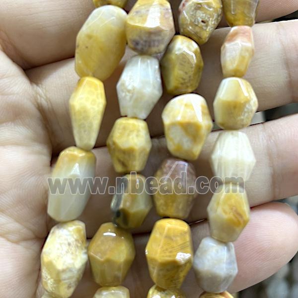 yellow Crazy Agate beads, faceted freeform