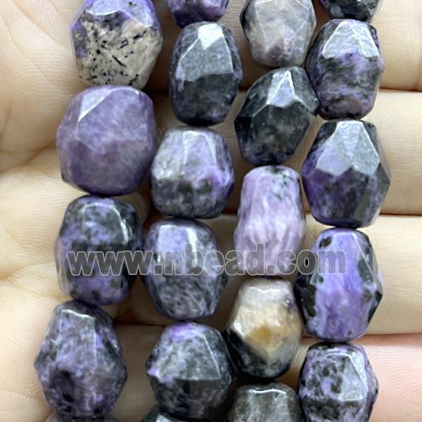 purple Charoite beads, faceted freeform