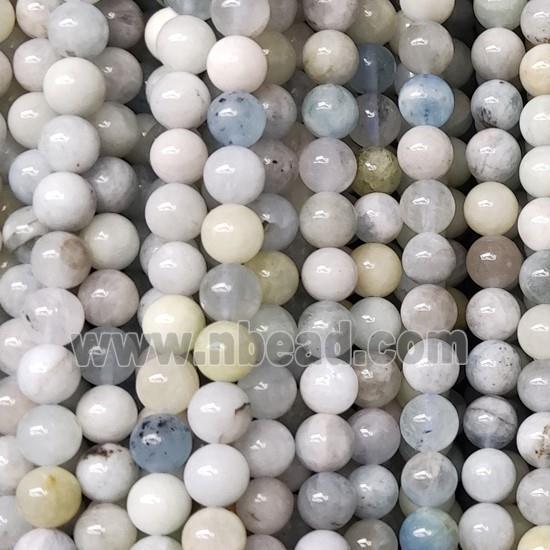 round Aquamarine Beads, B-grade