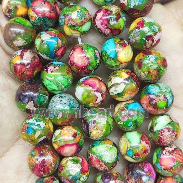 Mosaic Imperial Jasper Beads Smooth Round Multicolor