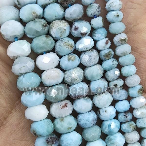 blue Larimar Beads, faceted rondelle