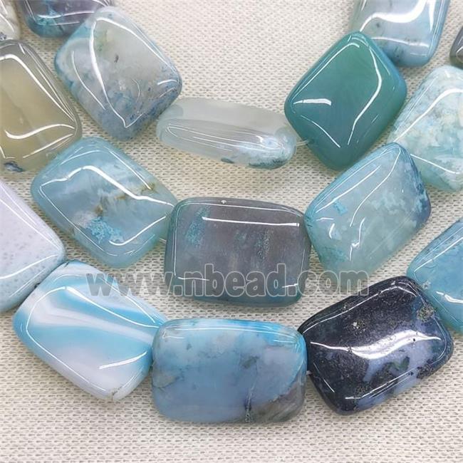 natural Agate rectangle beads, blue dye