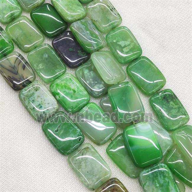 natural Agate rectangle beads, green dye